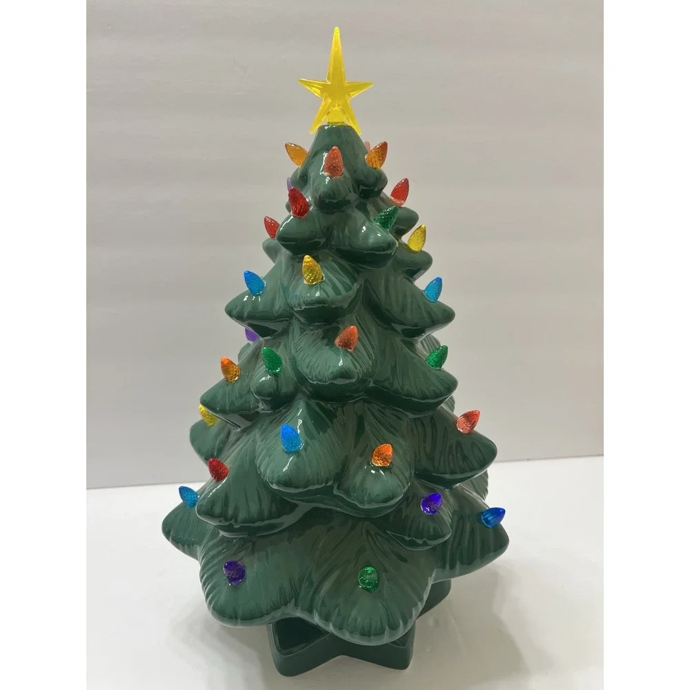Ceramic Christmas Tree With Colored Lights 13.5x8